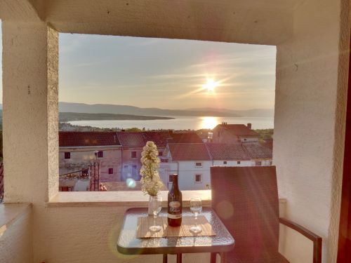Turmblick: Appartement Cres mit Blick auf Sveti Vid, Malinska und die Insel Cres