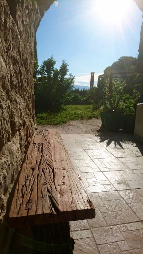 Ausblick von Porthos (EG) in den Garten und Meer