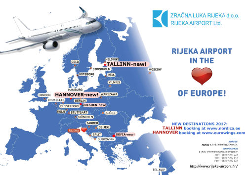 Flughafen Rijeka auf der Insel Krk - Ziele 2017