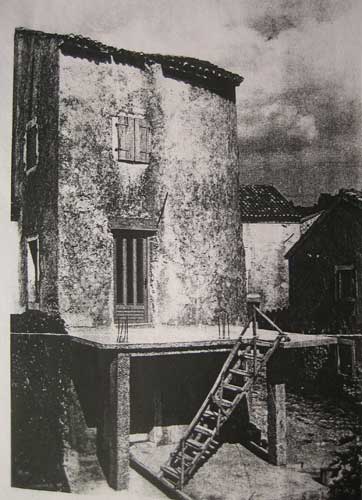 Bild vom Turm beim Umbau um 1970
